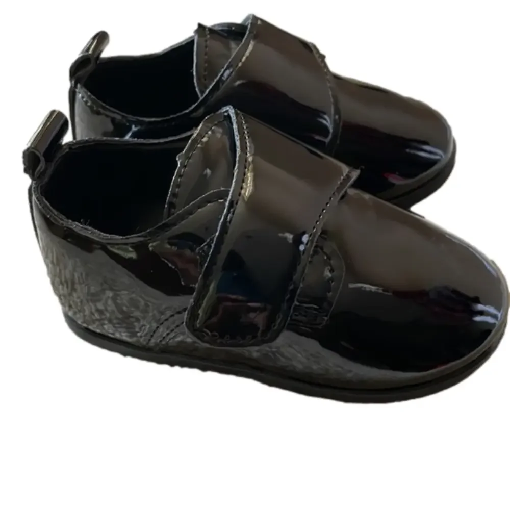Black patent leather baby boys dress crib shoe 3 New